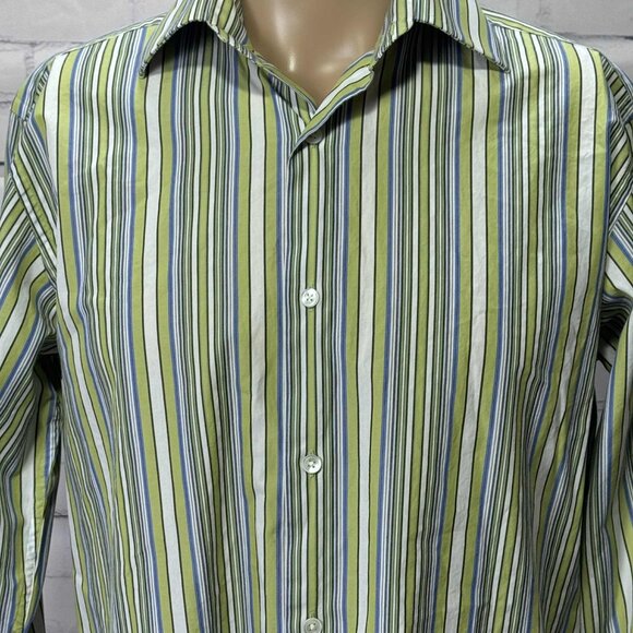 Vintage 90s Banana Republic Striped Button Up Shirt Made In Hong Kong Size M - Picture 2 of 8